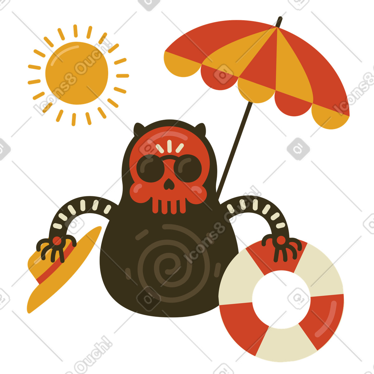 Lounging on a beach during summer illustration in PNG, SVG
