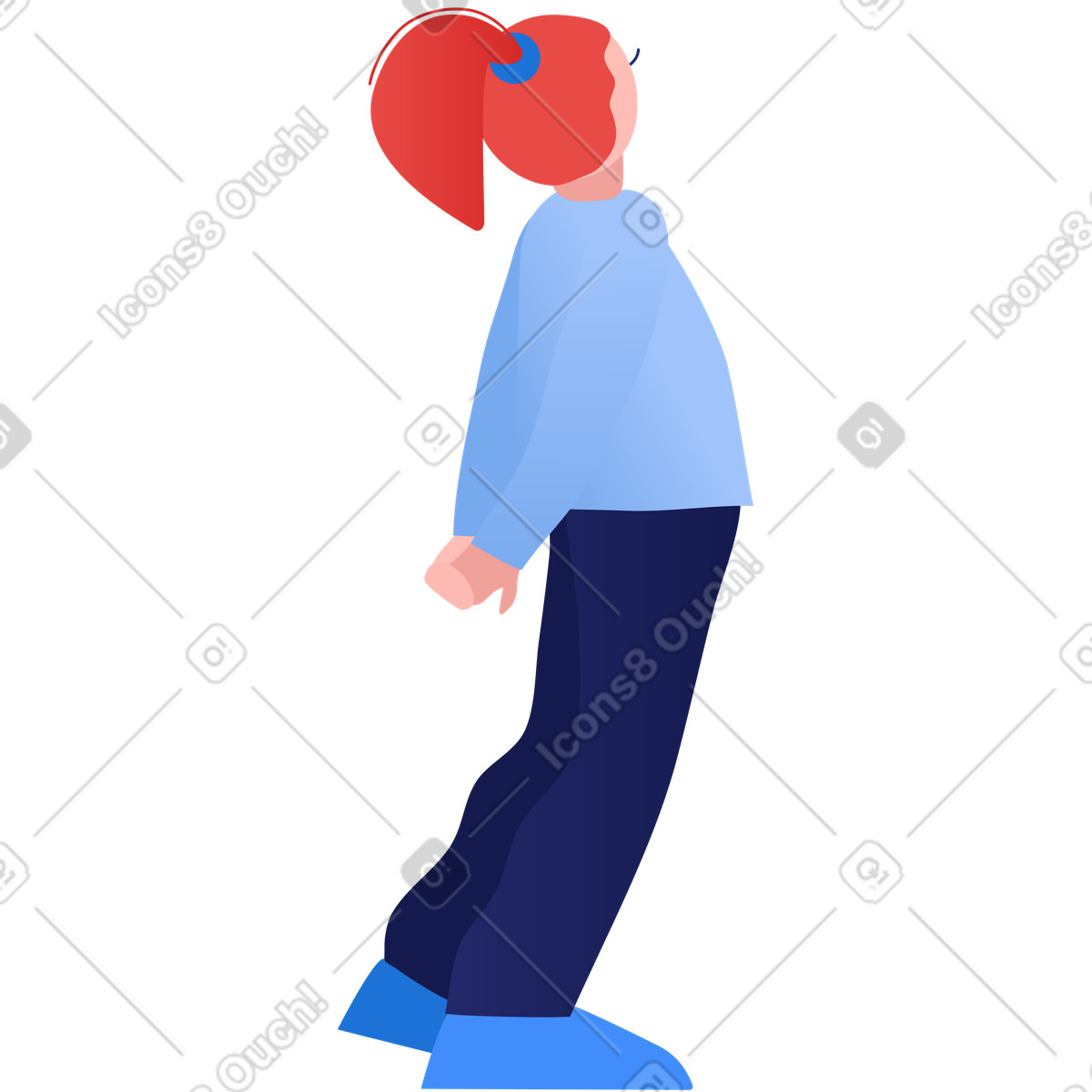 Ilustración Girl back en estilo Clip a descargar en PNG y SVG