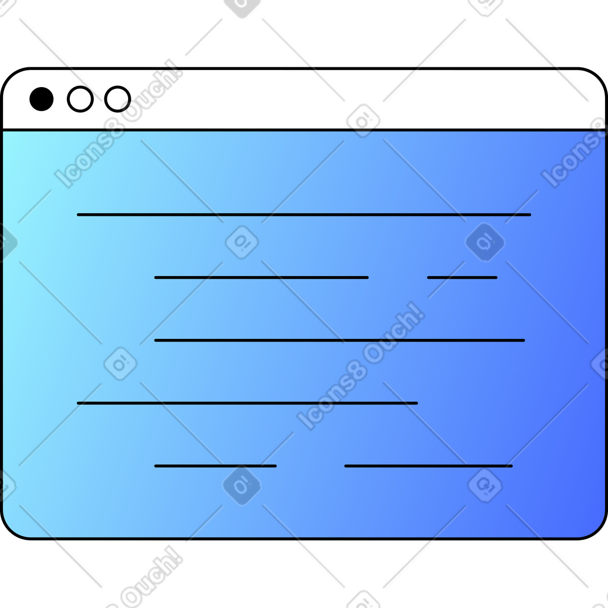 Browser window with code illustration in PNG, SVG