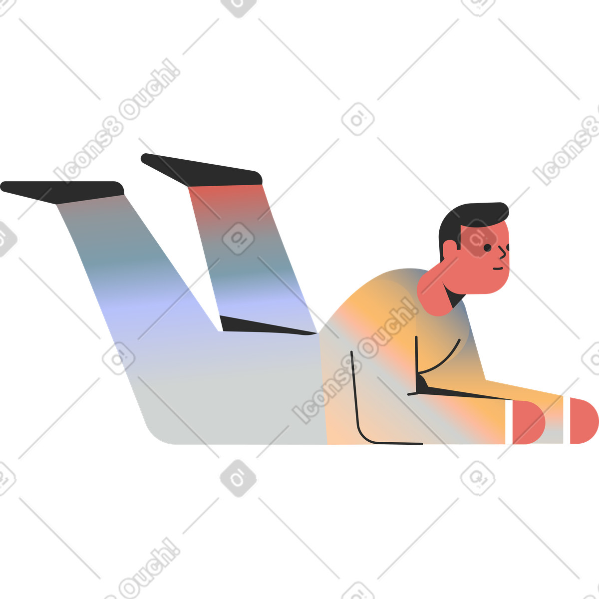 Marginalia スタイルの Man lying on stomach のイラストをPNG、SVG形式でダウンロード