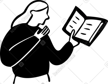 Woman looking at a book PNG, SVG