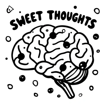 A playful depiction of a brain made entirely of colorful candies