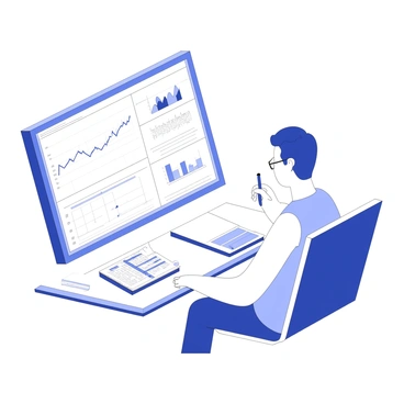 A person analyzing data trends on a large digital screen