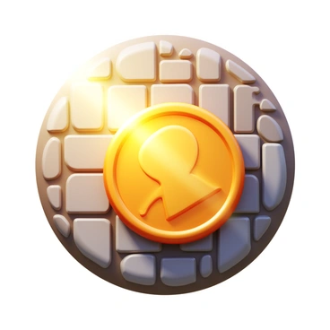 A single shiny penny lying on a cobblestone street. The penny has bright reflections and is polished, showcasing its details clearly. A sunbeam is shining down, creating a warm, golden highlight on the surface of the penny. The cobblestone street is made of uneven stones, with various shades of grey and brown, providing a textured background around the penny.