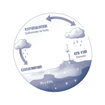 A classroom poster depicting "the water cycle." The poster features a large diagram that includes various stages such as "evaporation," "condensation," "precipitation," and "collection." Each stage is clearly labeled, and there are illustrations of clouds, raindrops, and a body of water. The design emphasizes clarity and educational value, with arrows indicating the flow of the cycle. The elements are arranged in a circular format to illustrate the continuous nature of the process.
