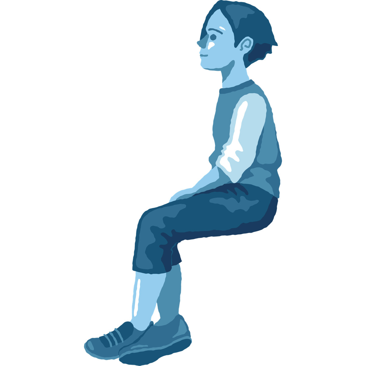 Boy sitting side view-Illustration im Cherry-Stil als Download in PNG, SVG