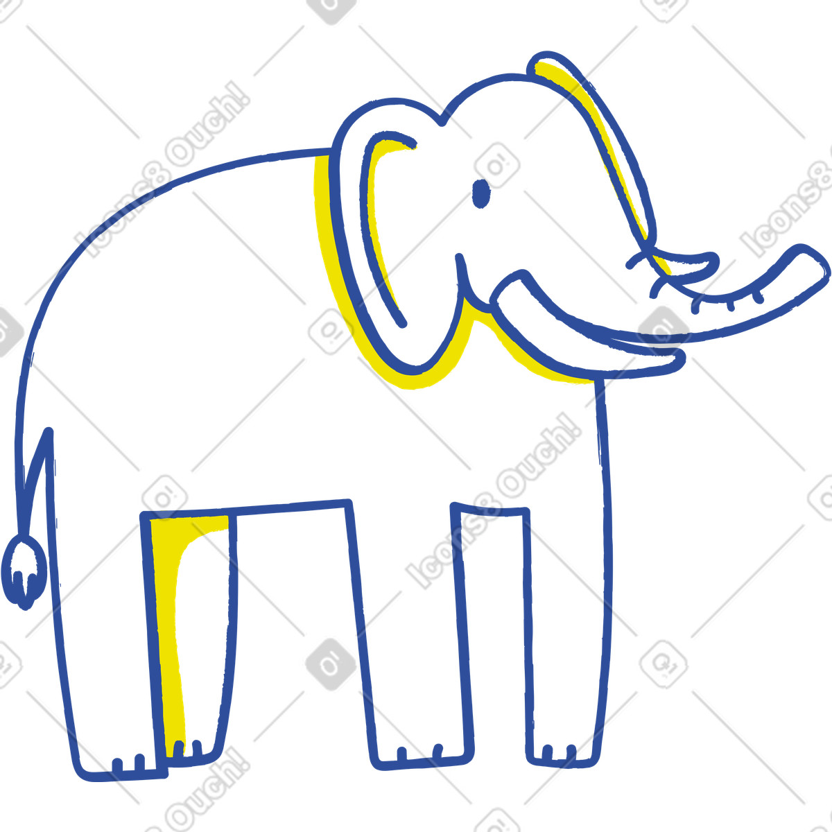 Elefant-Illustration im Lime-Stil als Download in PNG, SVG