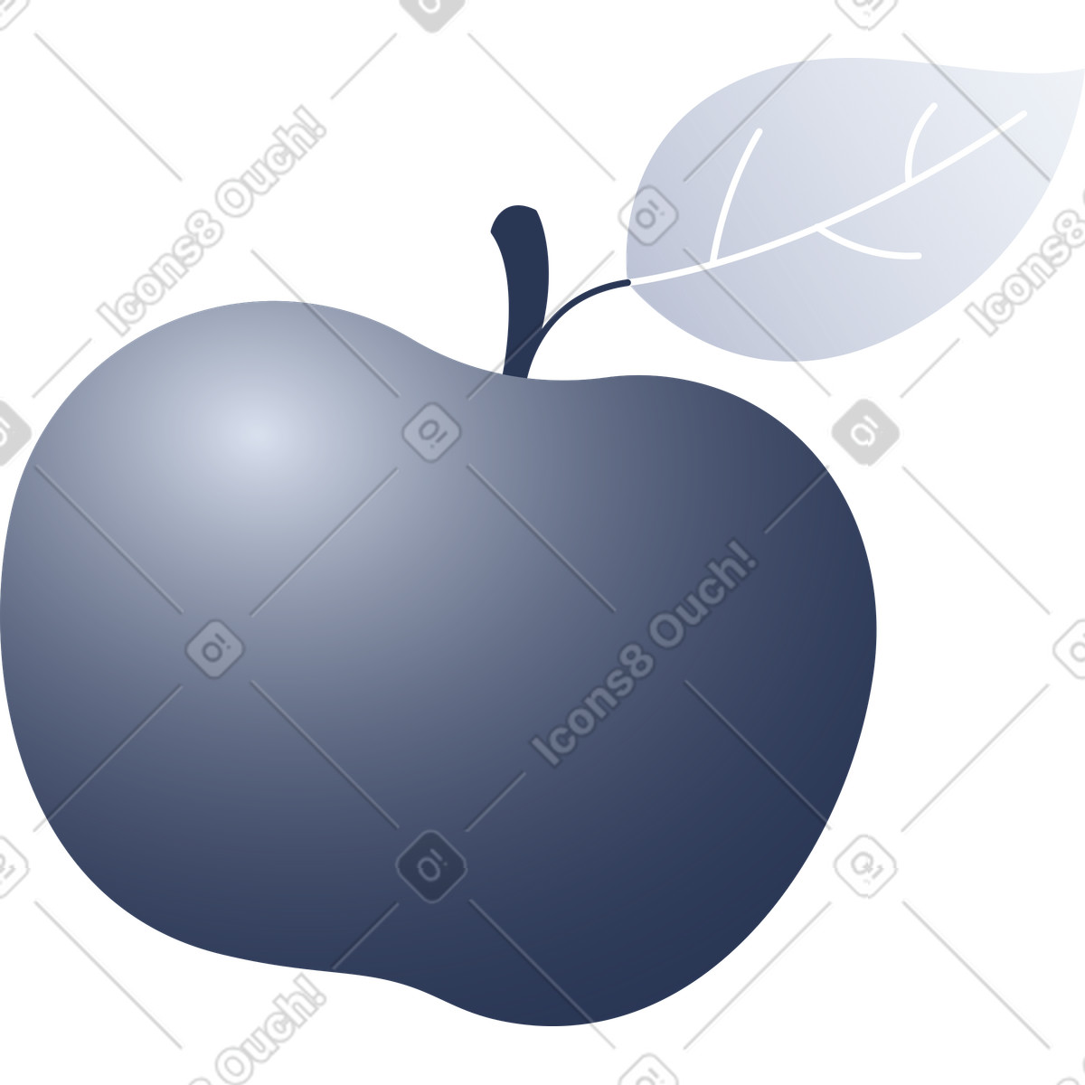 Grey apple illustration in Lucent style download in PNG, SVG