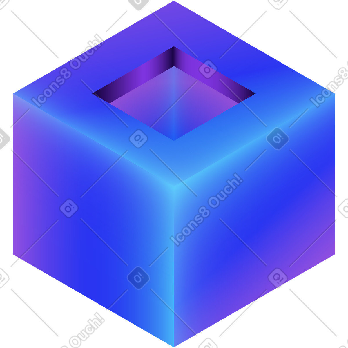 Illustration Cube volumétrique dans le style Hi-tech à télécharger aux formats PNG, SVG