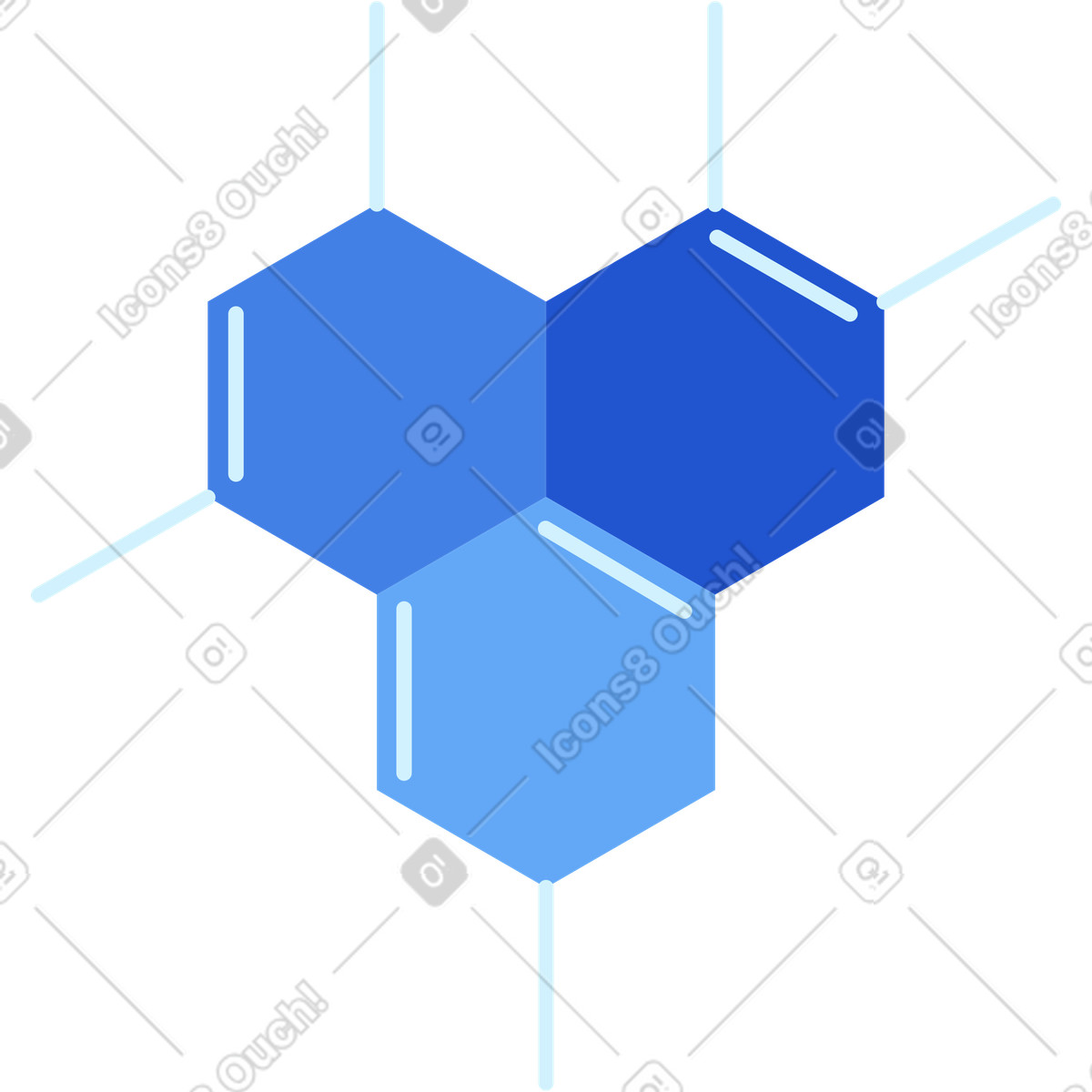Glossy スタイルの Benzene molecule のイラストをPNG、SVG形式でダウンロード
