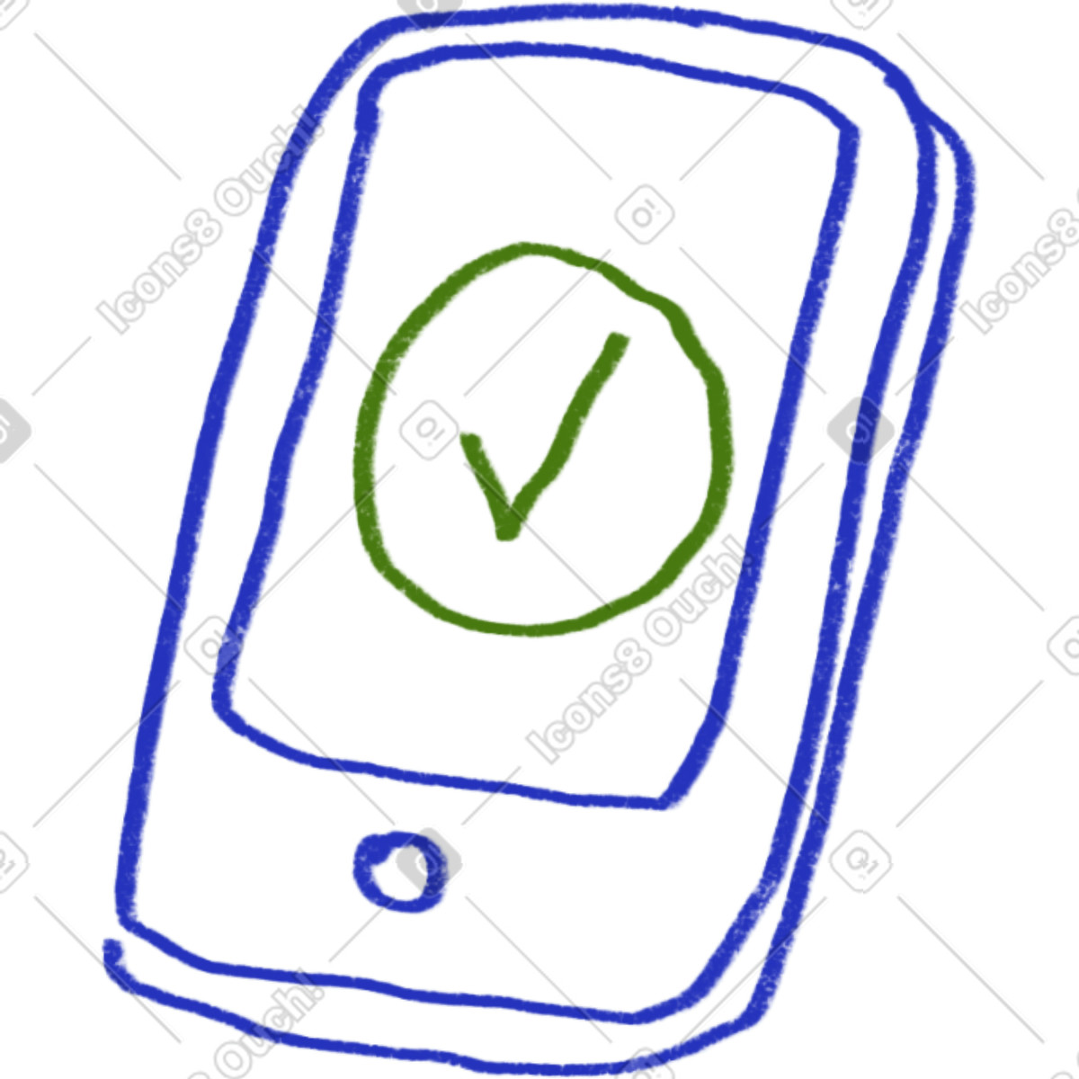 Illustration Smartphone avec une coche dans le style Experimental à télécharger aux formats PNG, SVG