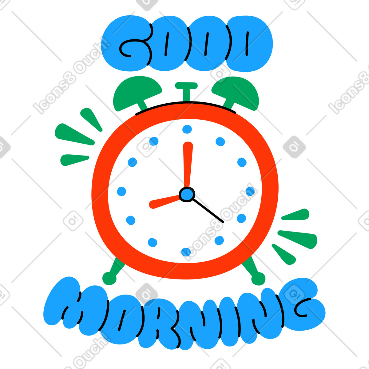 Ilustração de Adesivo letras bom dia com texto despertador em no estilo Lettering para baixar em PNG, SVG