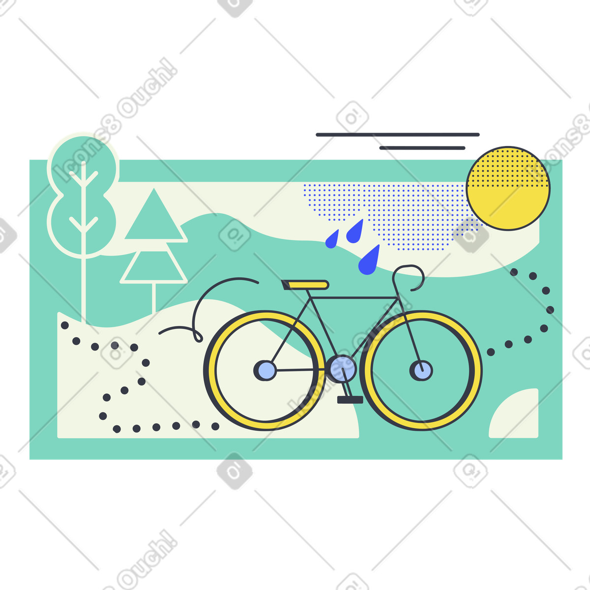 下载 Abstract 风格的 公园内环保骑行 插画，支持 PNG、SVG 格式
