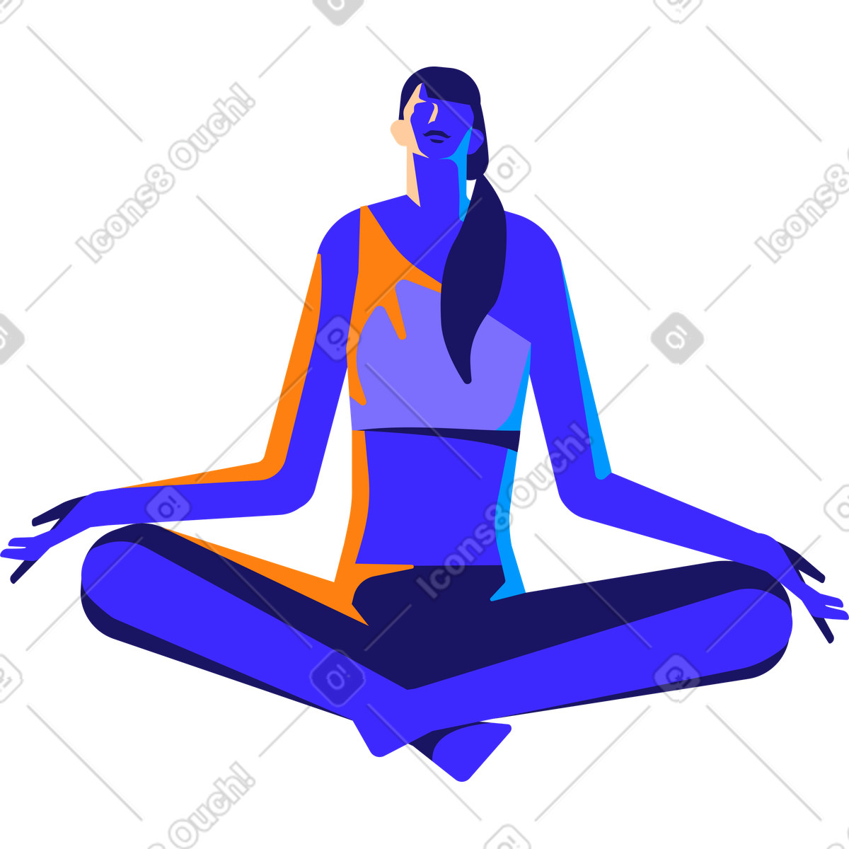Woman is sitting in the lotus position-Illustration im Worky-Stil als Download PNG, SVG