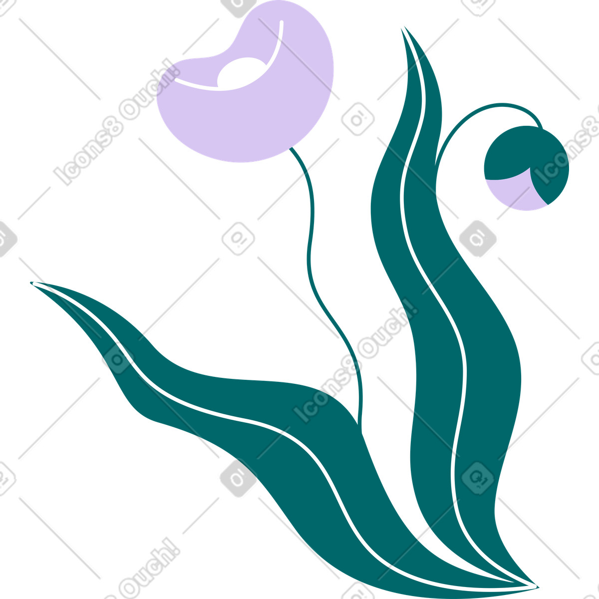 Blume mit blättern animierte Illustration im Sammy Line-Stil als Download in GIF, Lottie (JSON), AE