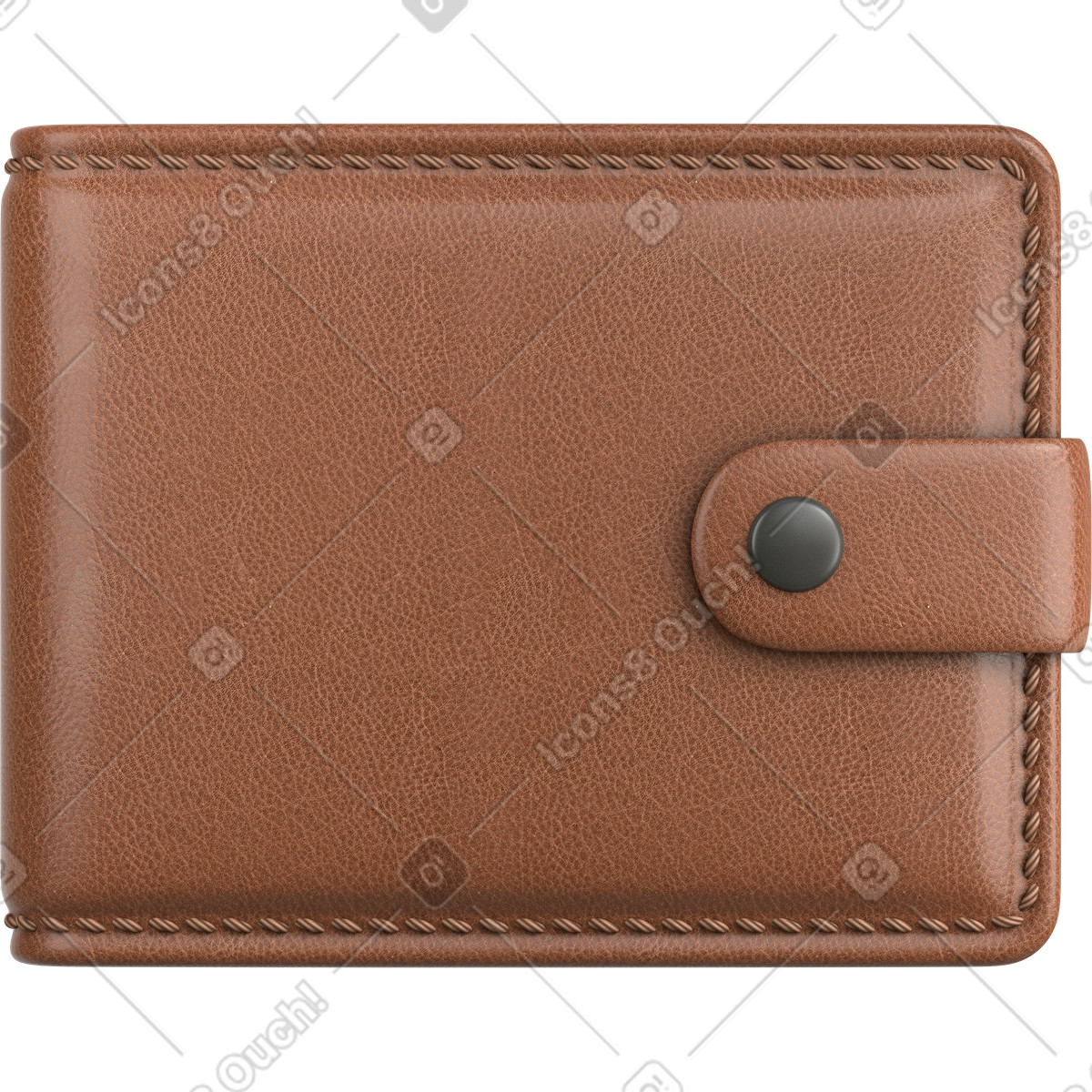 Brown wallet front view illustration in 3D Business style download in PNG, SVG