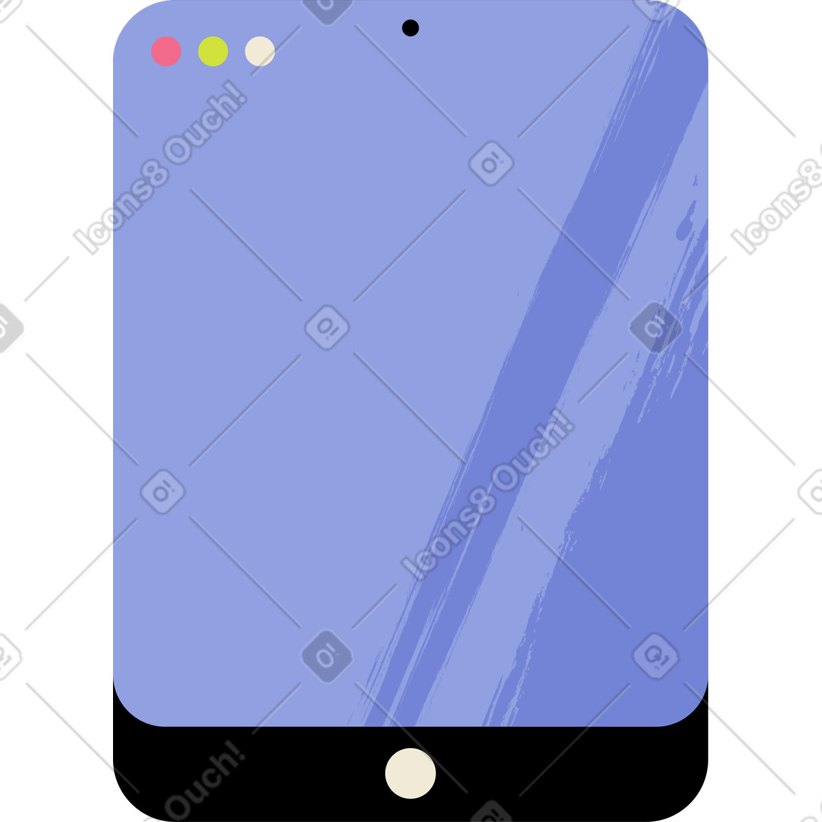 Leerer blauer bildschirm großes telefon-Illustration im Juicy-Stil als Download in PNG, SVG