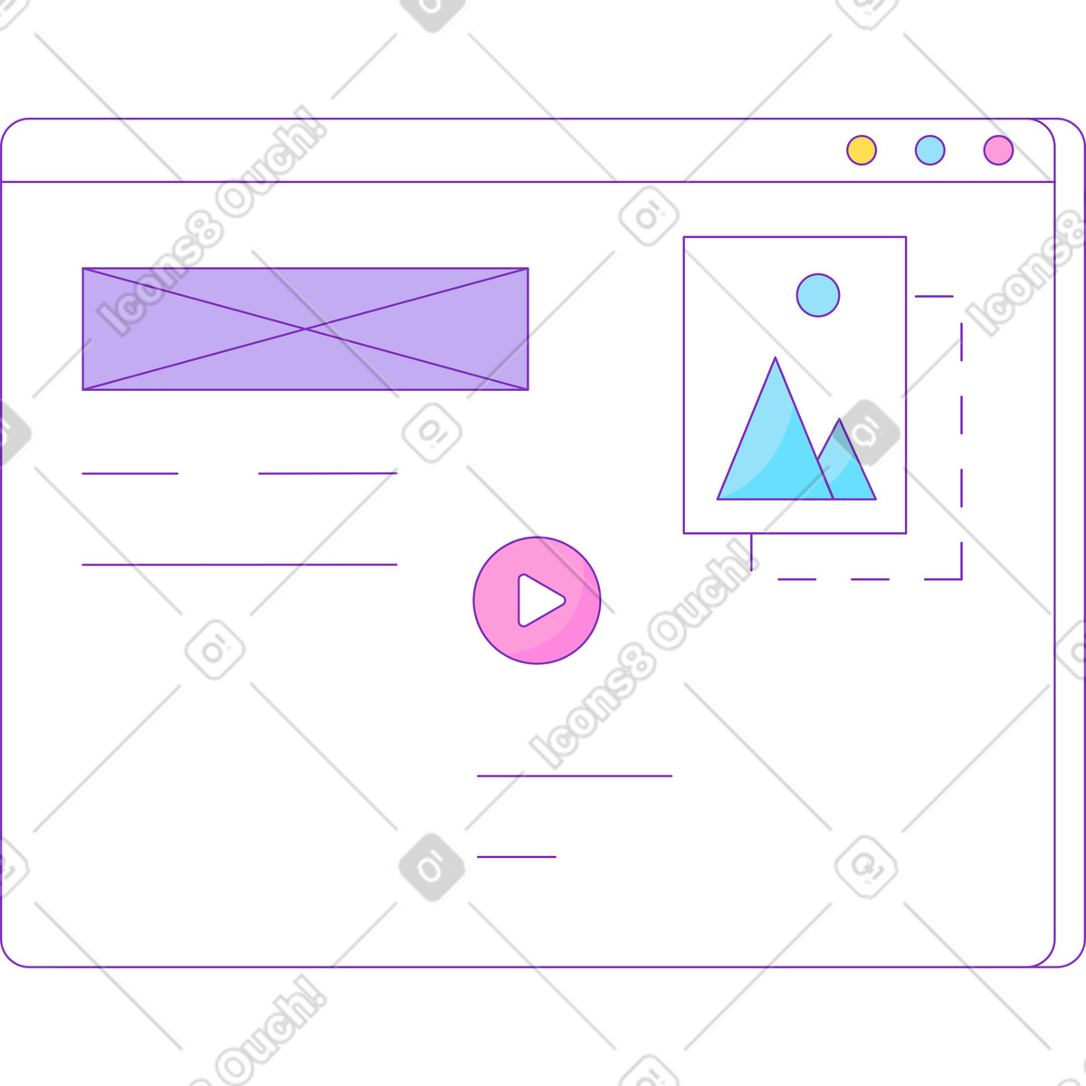 Browser window illustration in Elastic style download in PNG, SVG