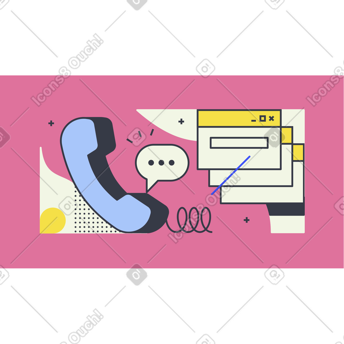 Abstract スタイルの Telephone customer service or online support のアニメーションイラストをGIF、Lottie (JSON)、AEでダウンロード