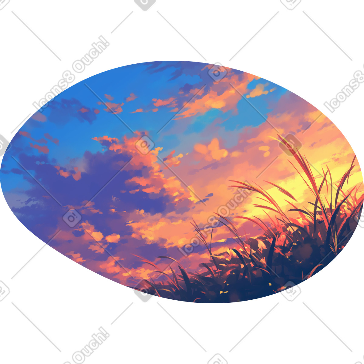 Ilustración Fondo del campo al atardecer en estilo Scenes a descargar en PNG y SVG