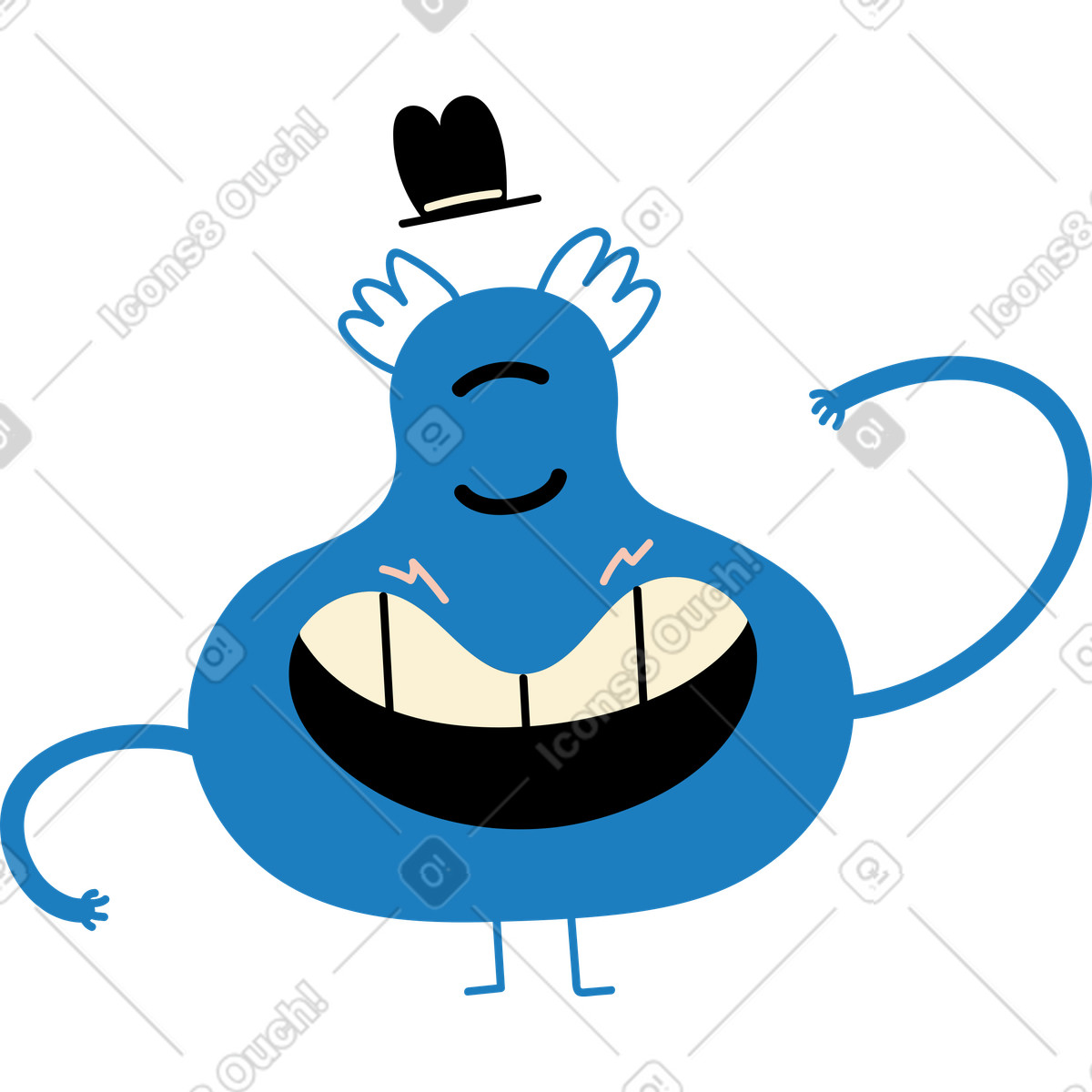 Character with an open mouth illustration in Jelly style download in PNG, SVG