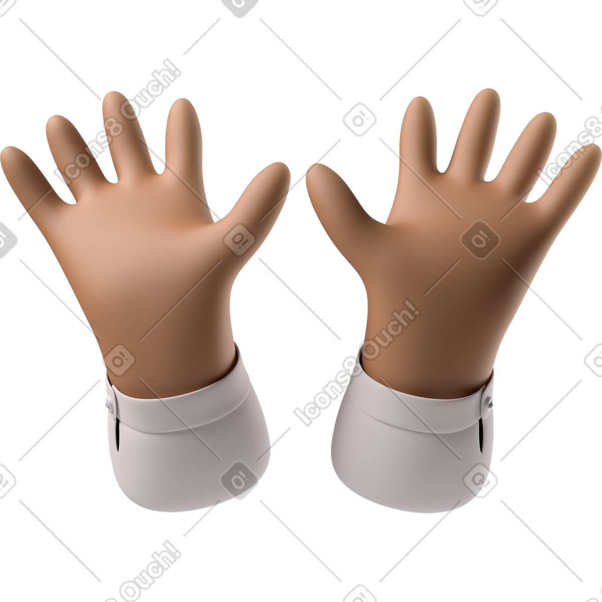 Illustration Ouvrez les mains de la peau brune dans le style 3D Hands Fun&Wild à télécharger aux formats PNG, SVG