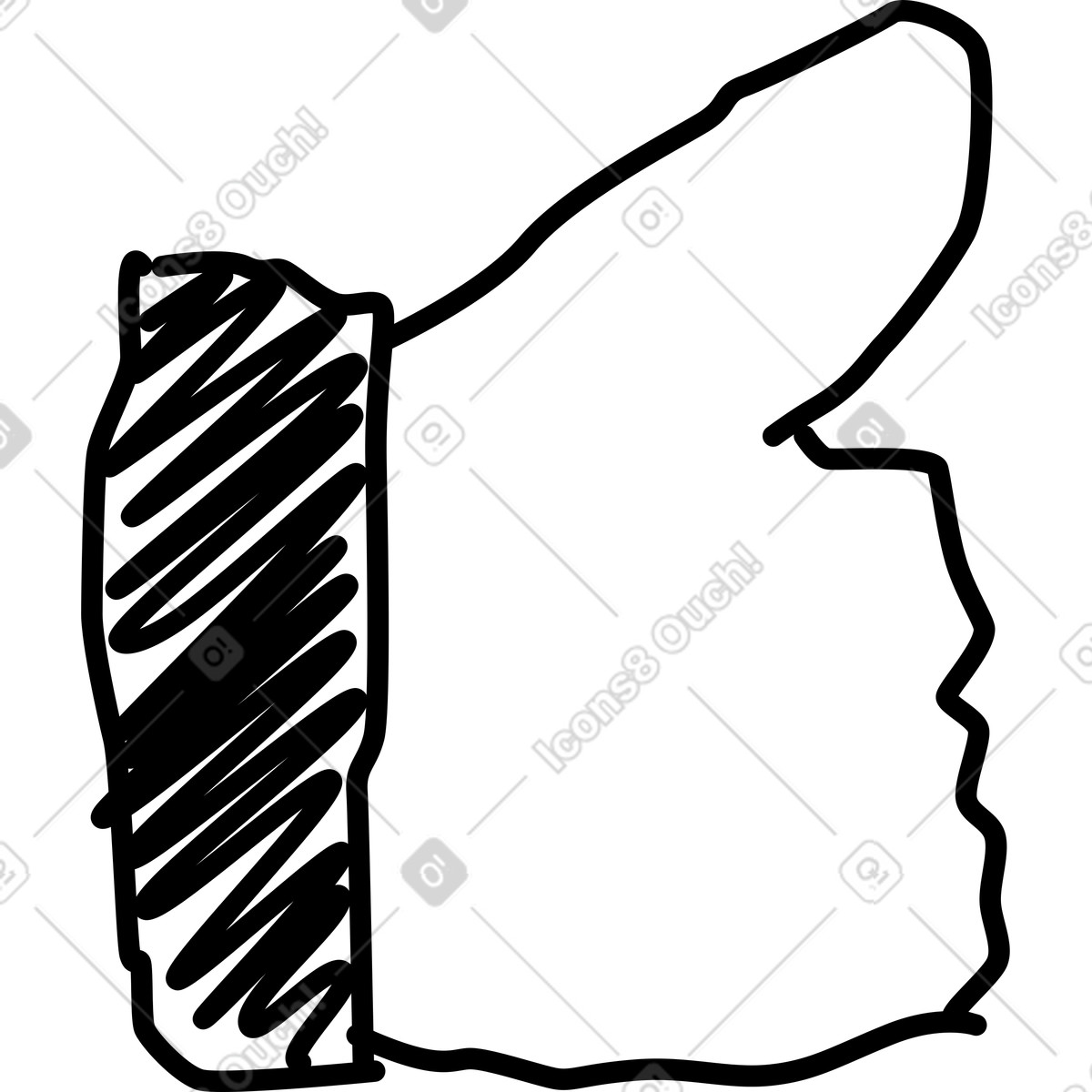 Rondy Stickers スタイルの Thumb up like hand gesture doodle with bold sketch lines のイラストをPNG、SVG形式でダウンロード