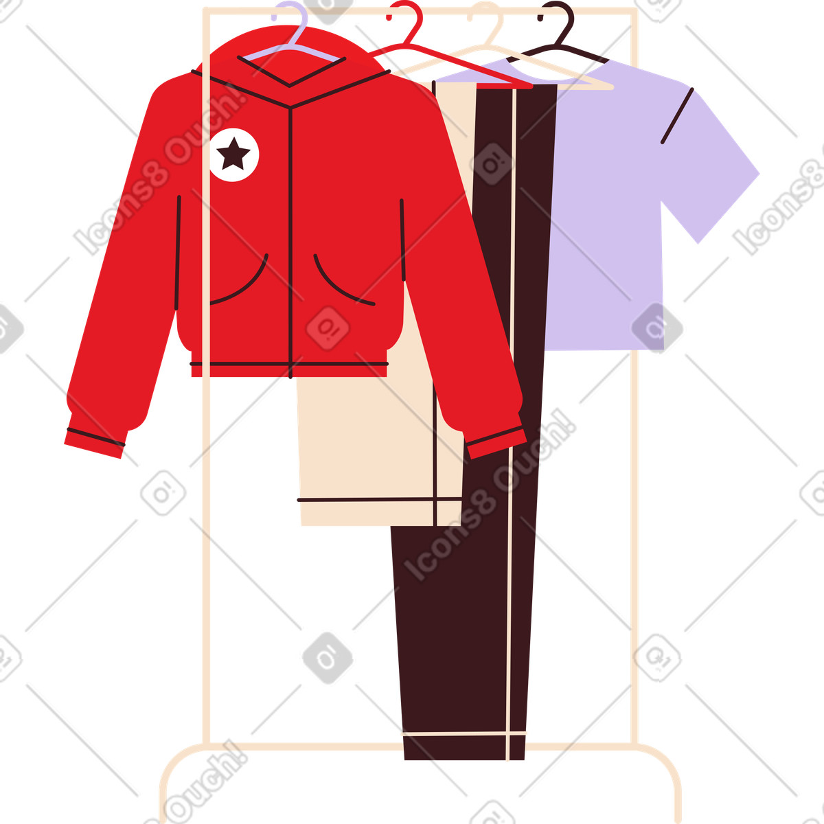 Clothes rack illustration in Folks style download in PNG, SVG