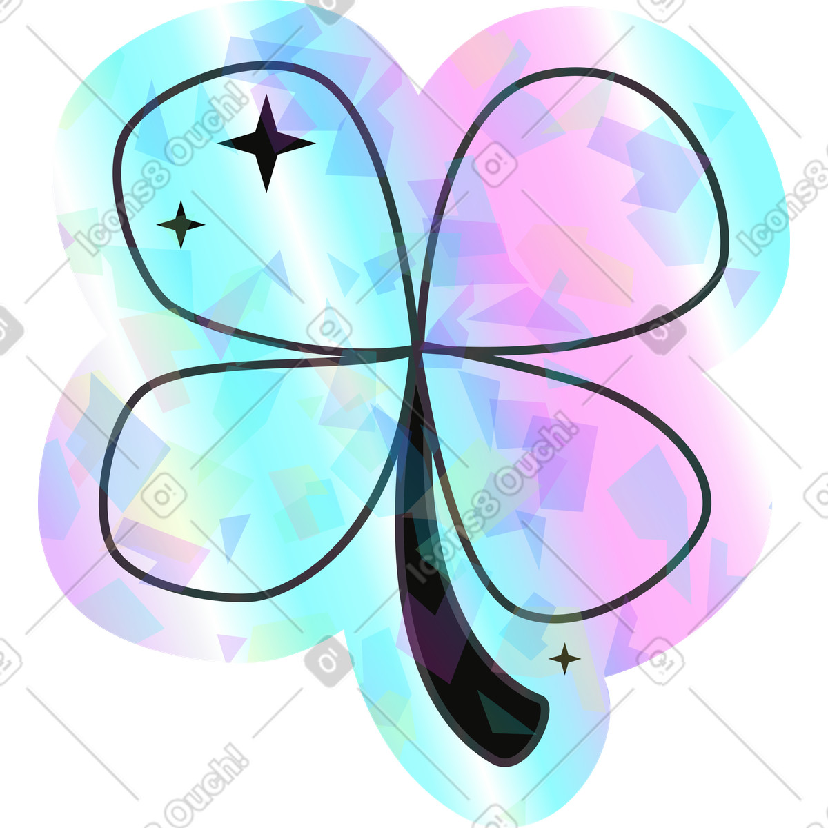 Holostickers スタイルの クローバー のイラストをPNG、SVG形式でダウンロード