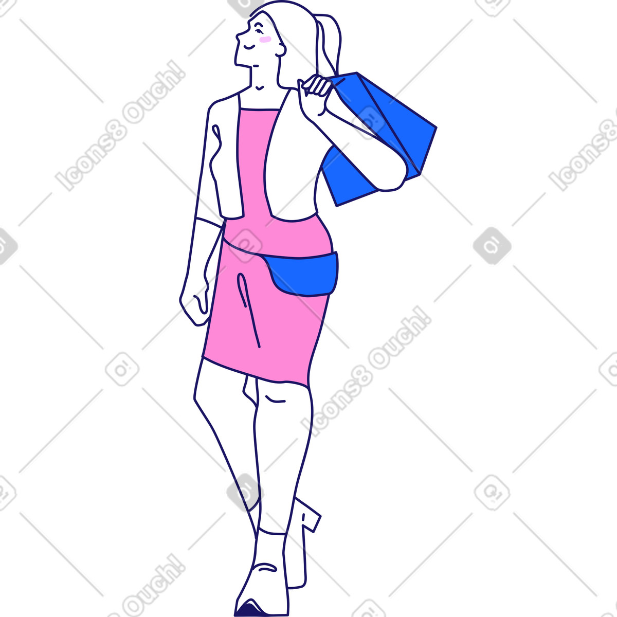 Woman with shopping bags illustration in Matey style download in PNG, SVG