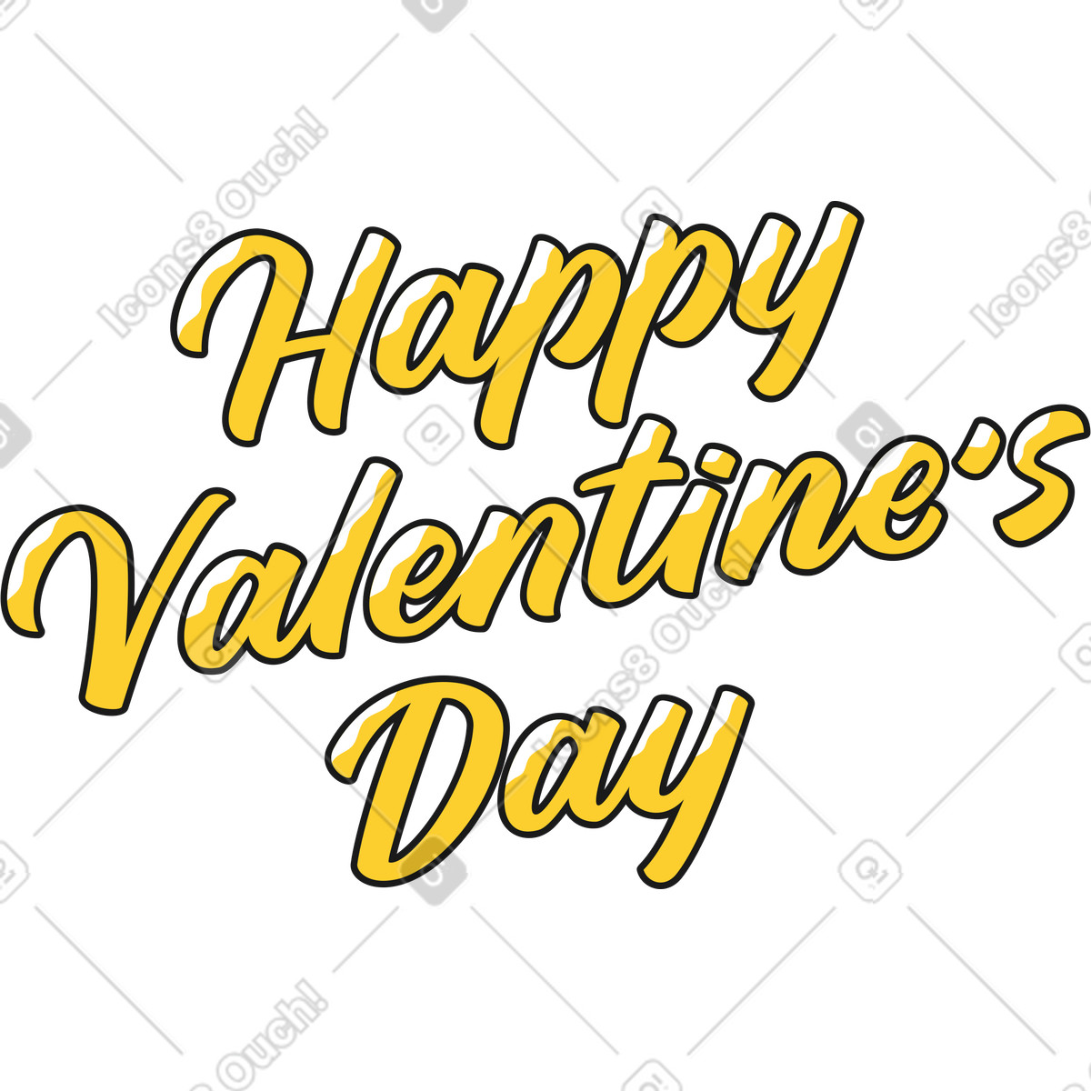 Ilustración Lettering happy valentine's day en estilo Taxi a descargar en PNG y SVG