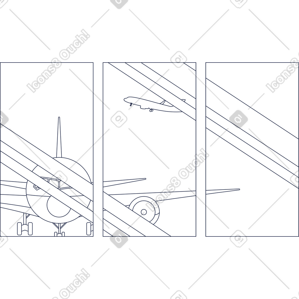 Linea finestra dell'aeroporto illustrazione in stile Urban Line scarica in PNG, SVG