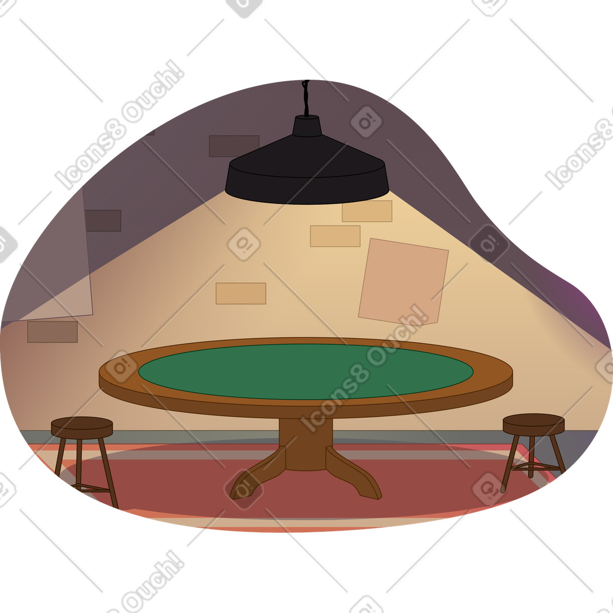 Ilustração de Cassino no porão em estilo Santa Camp para baixar em PNG, SVG