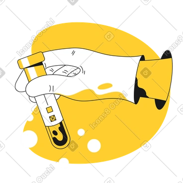 Hand in latex glove holding test tube PNG, SVG