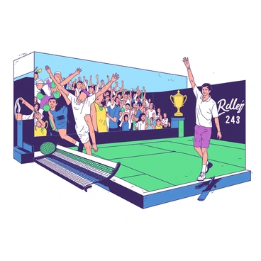 A mural depicting key moments from Roger Federer’s career, including iconic matches and victories.