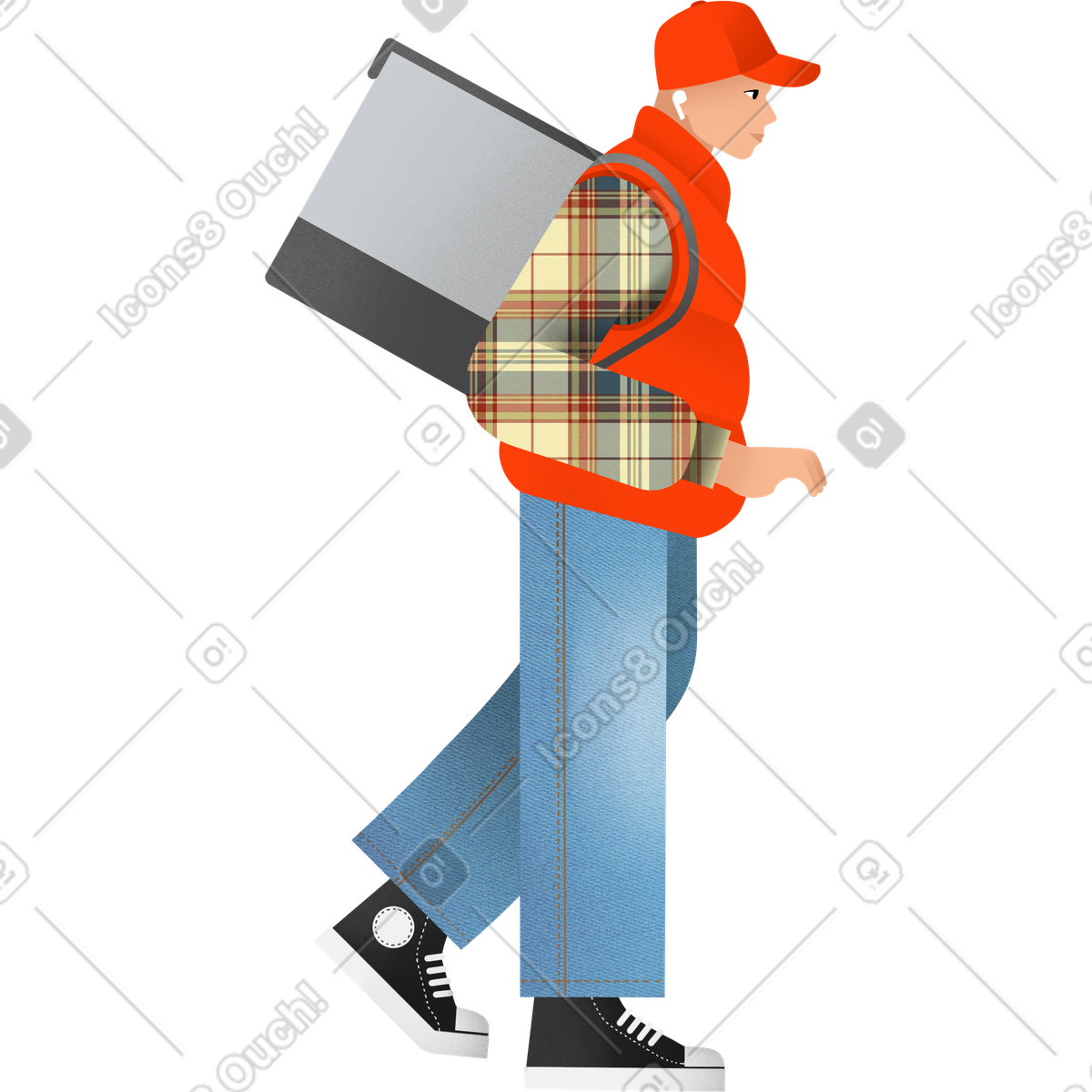 Young man with a backpack illustrazione in stile Patchwork scarica in PNG, SVG