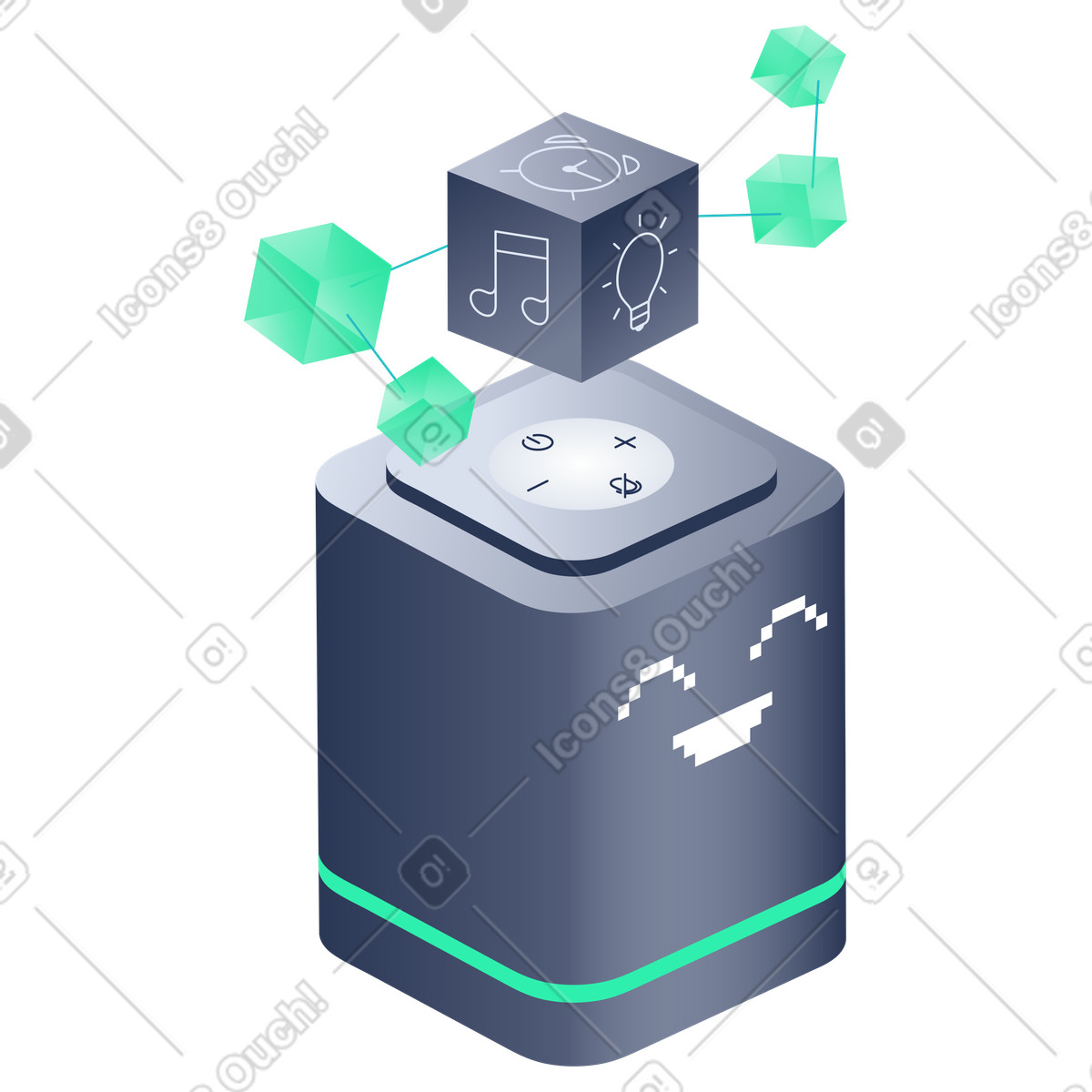 Voice-Activated Smart Speaker Interface, for Seamless Control, Interactive AI System illustration in Lucent style download in PNG, SVG