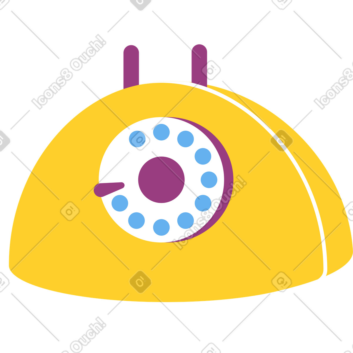 Telefono vintage giallo illustrazione in stile Sammy scarica in PNG, SVG