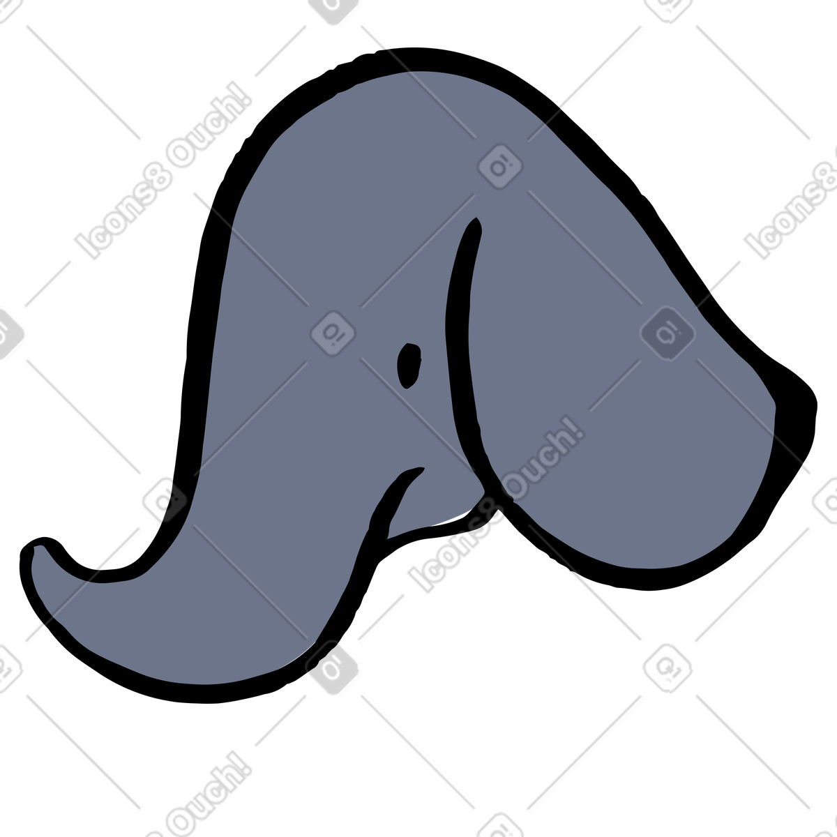 Ilustração de Vista lateral da cabeça elefante em no estilo Scandi para baixar em PNG, SVG