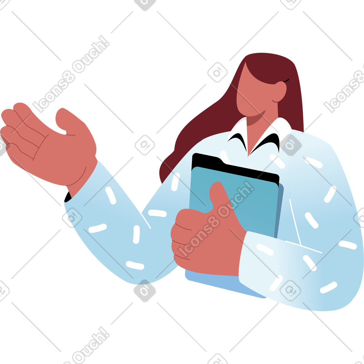 Woman with a folder in her hand illustration Airy style download PNG, SVG