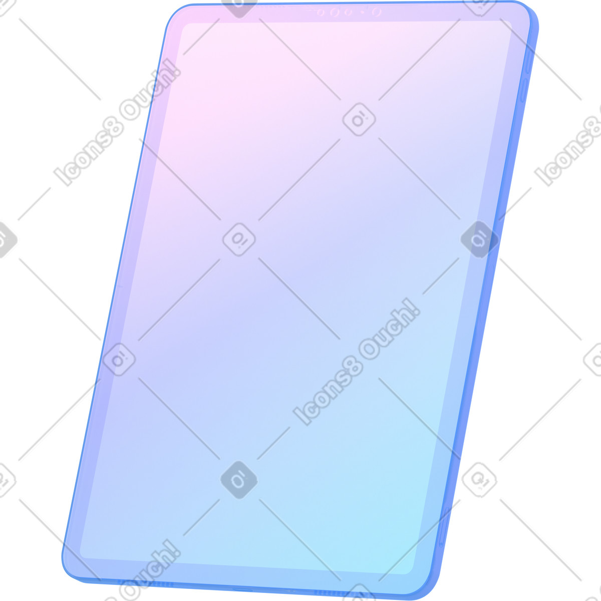 Blue gradient tablet display illustration in 3D Glassy style download in PNG, SVG
