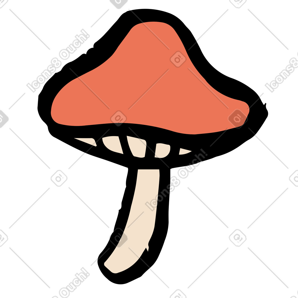 Simple mushroom with red cap, natural food illustration in Scandi style download in PNG, SVG