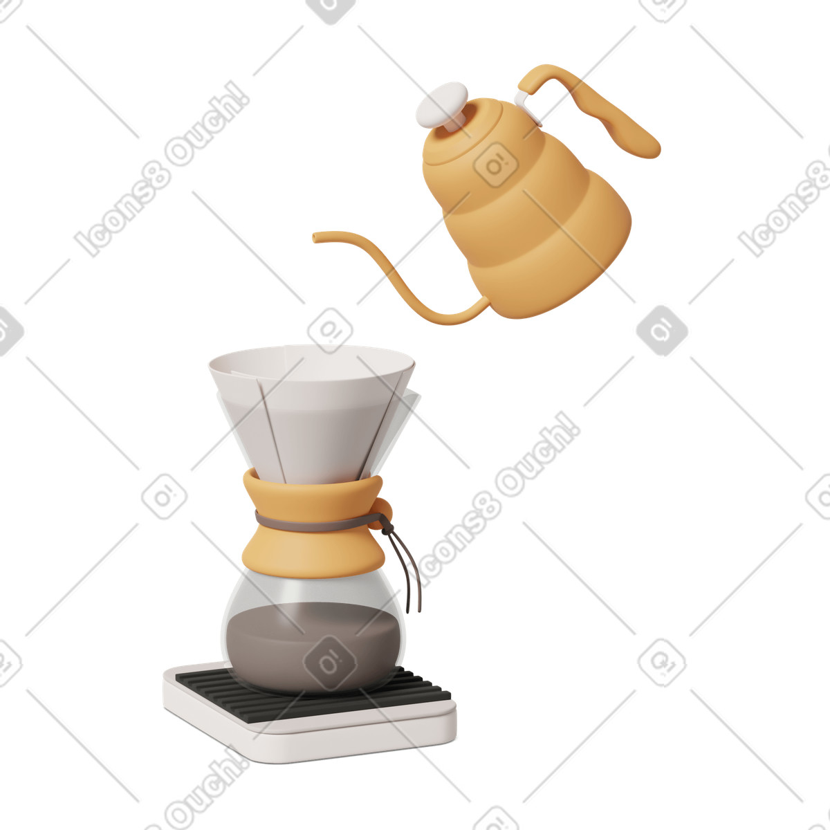 Coffee brewed in chemex illustration 3D Casual life style download PNG, SVG