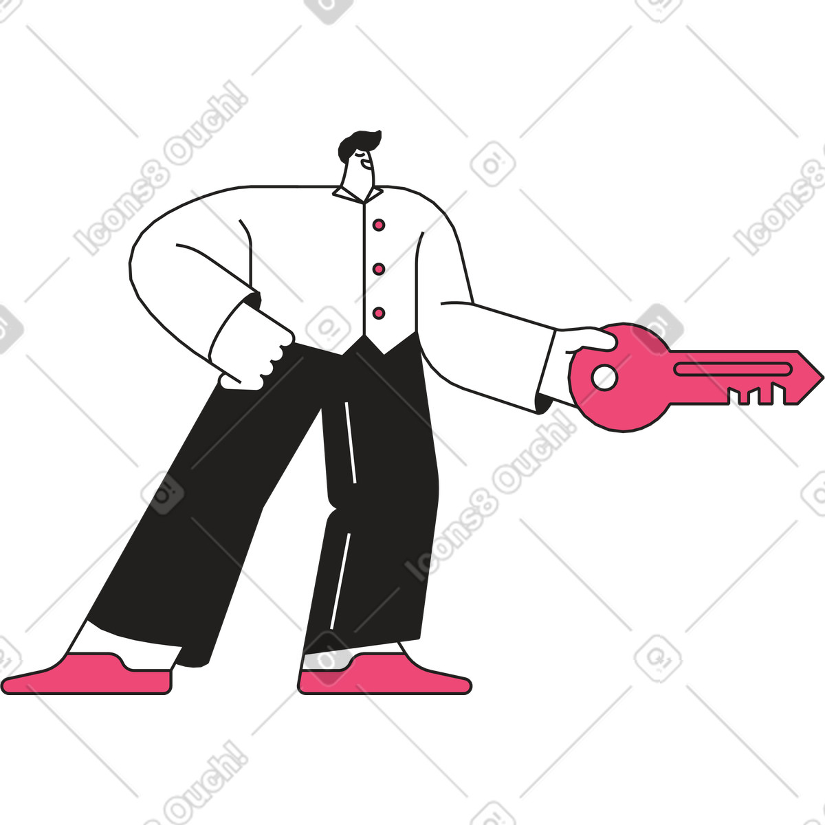 Guy with a key in his hand illustration Dazzle Line style download PNG, SVG