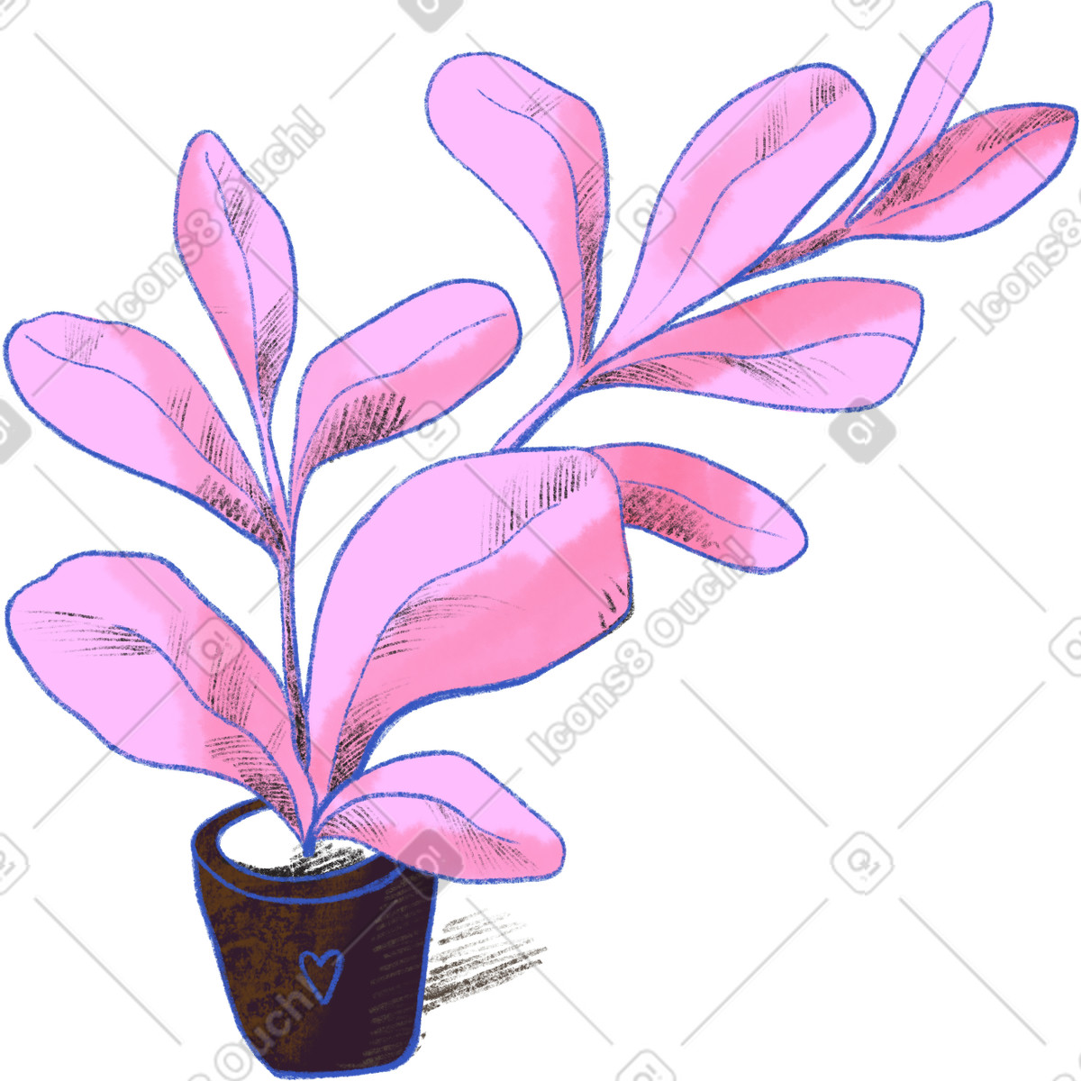 Indoor pink flower illustrazione in stile Moments scarica in PNG, SVG