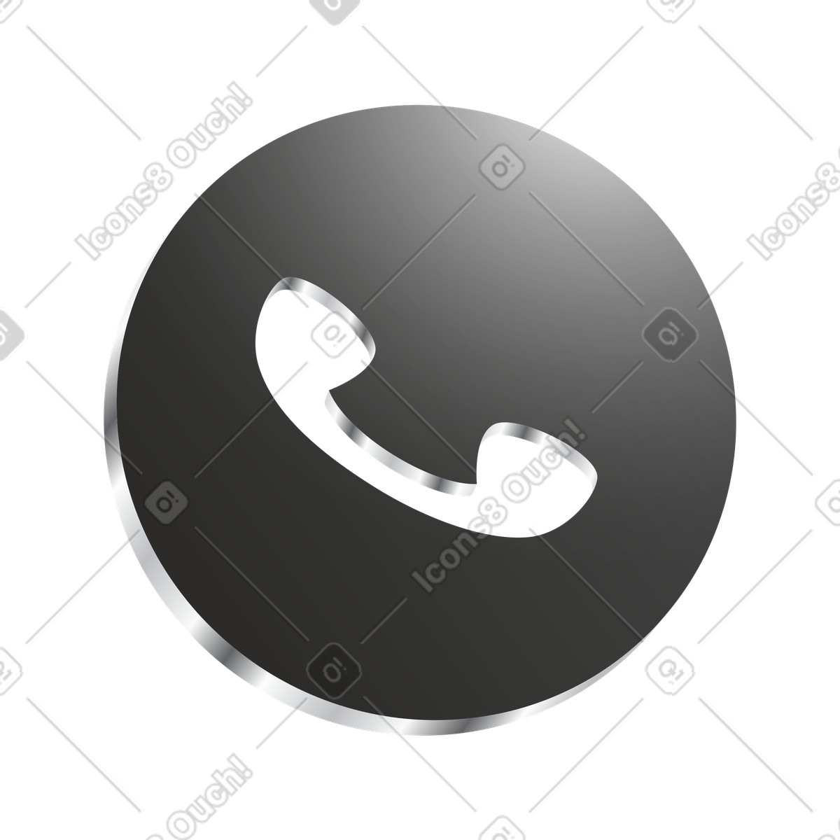 Black circular phone receiver button, Contact us, Customer support illustration in Token style download in PNG, SVG