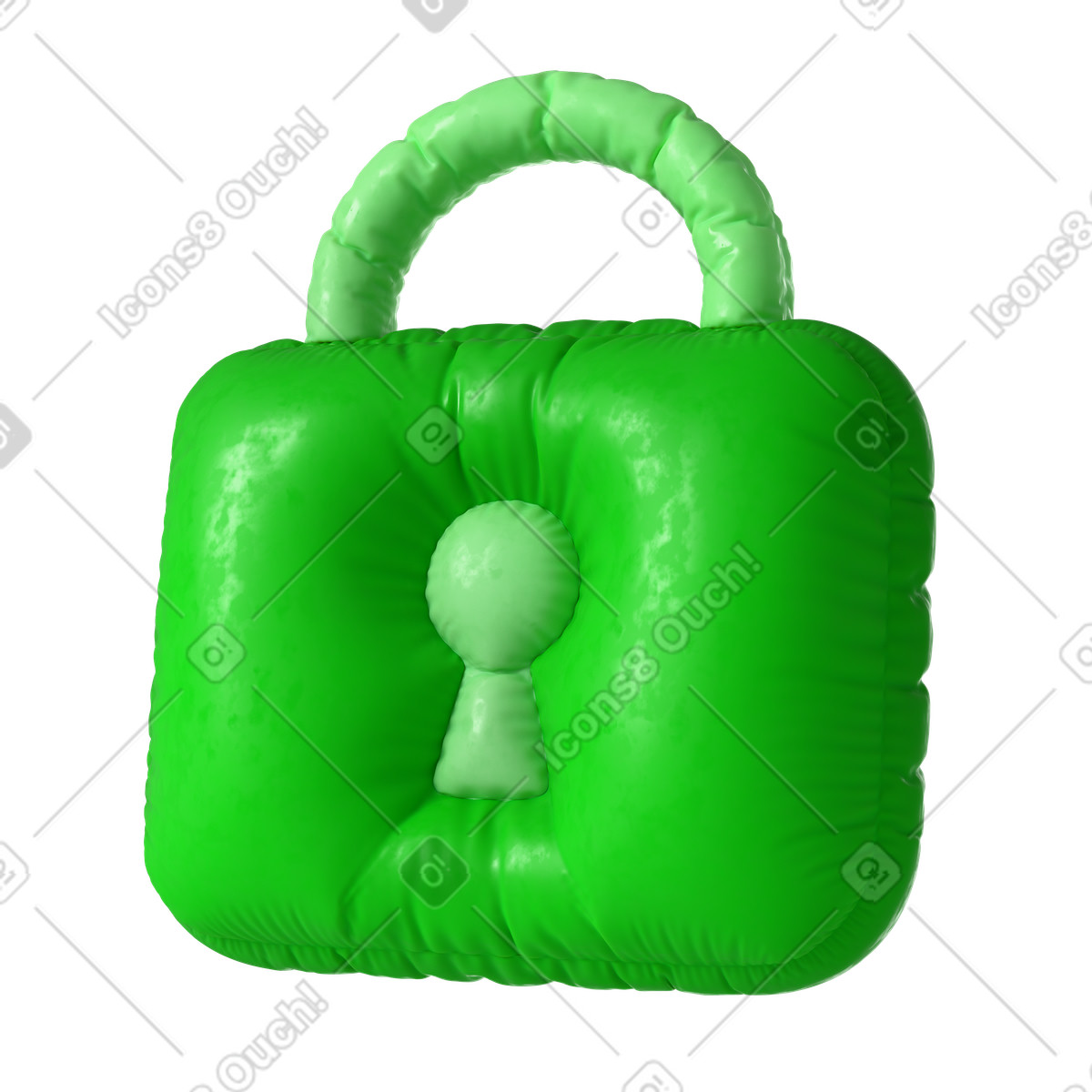 Green lock illustrazione in stile 3D Plush icons scarica in PNG, SVG