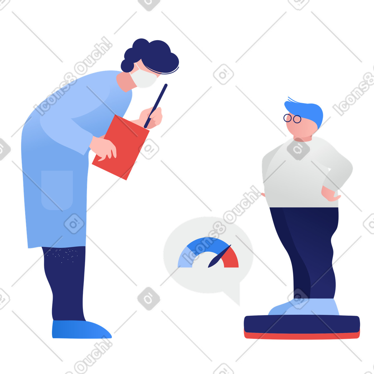 Ilustração de Menino acima do peso fazendo um check-up médico em no estilo Clip para baixar em PNG, SVG