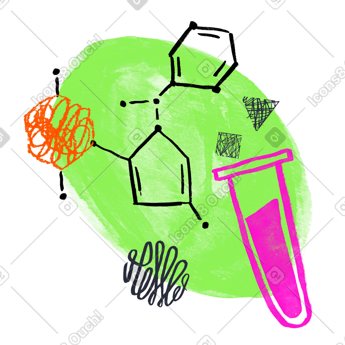 Ilustração de Composto químico com tubo ensaio em no estilo Inky para baixar em PNG, SVG