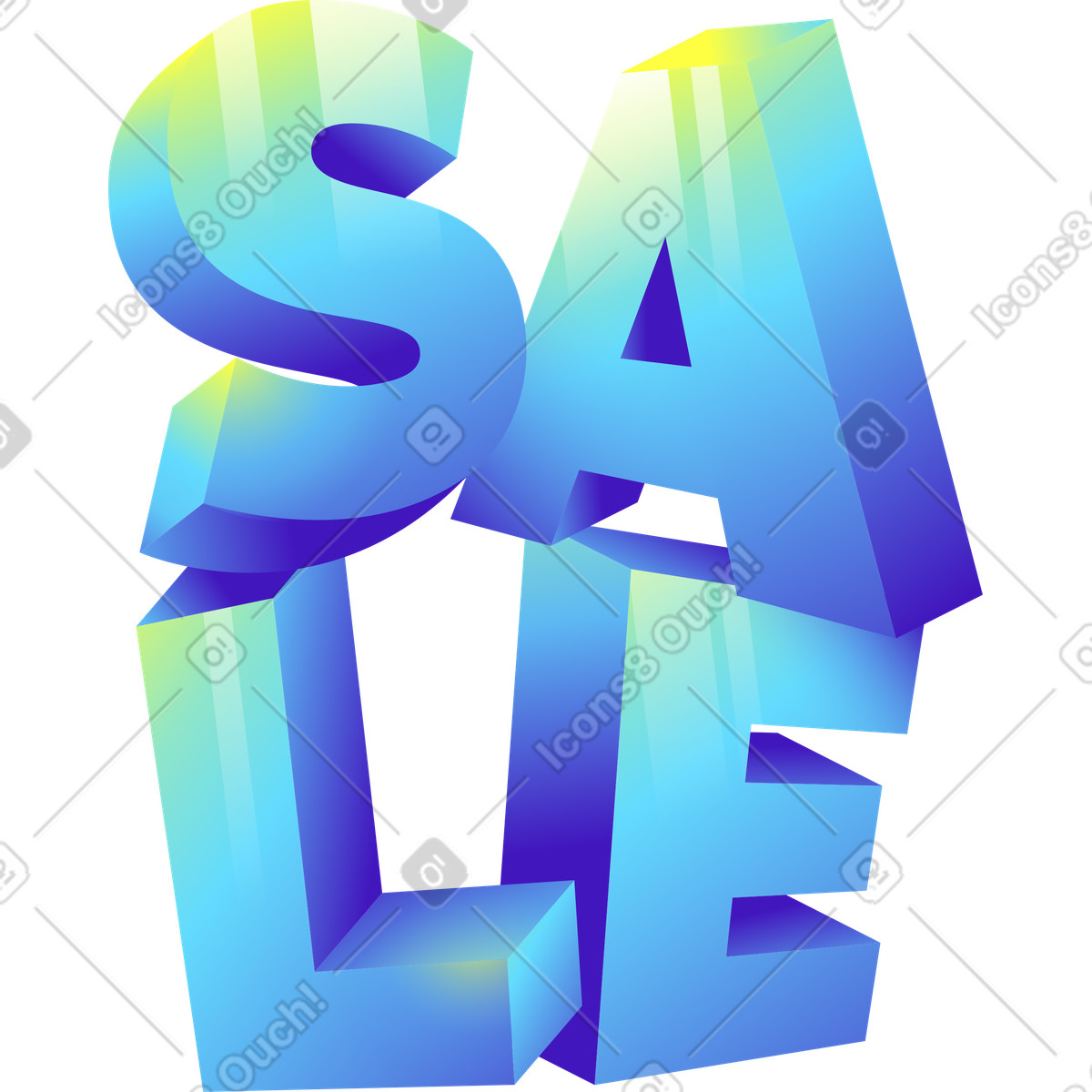 Effetto 3d gradiente di vendita del testo illustrazione in stile Lettering scarica in PNG, SVG